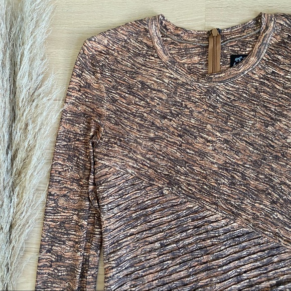 Torn by Ronny Kobo Tara Pleated Long Sleeve Dress in Orange Gold - Picture 10 of 12